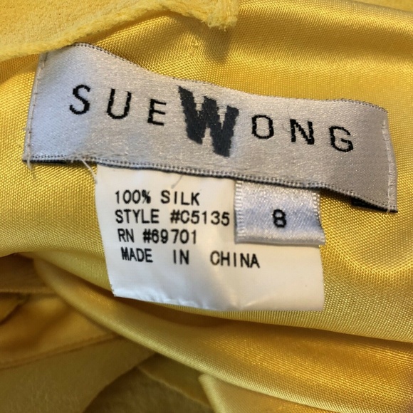 VTG 80s Sue Wong 8 Bright Yellow Flapper Dress - Picture 7 of 7